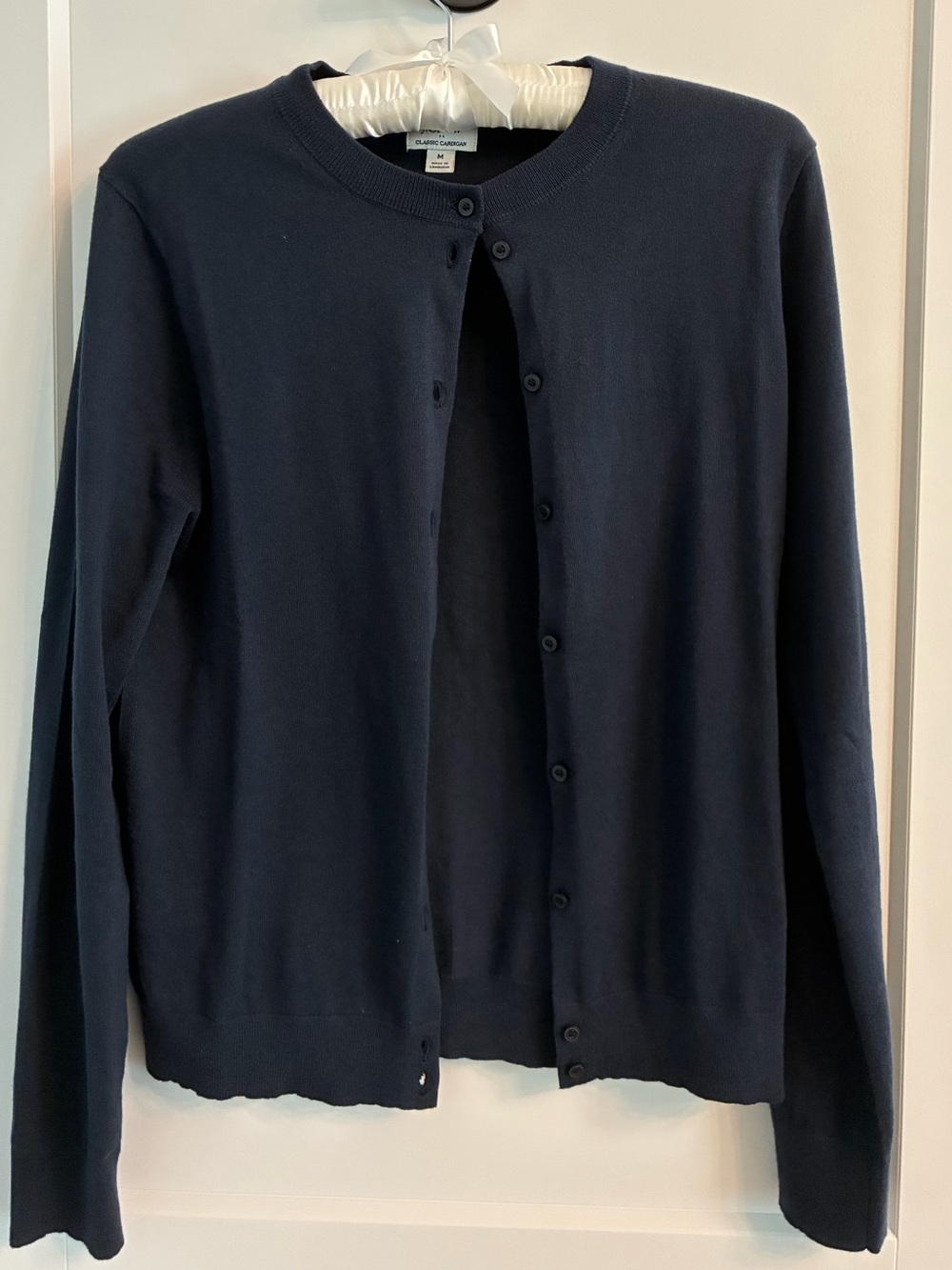 J. Crew Factory Navy Crewneck Button-Front Cardigan